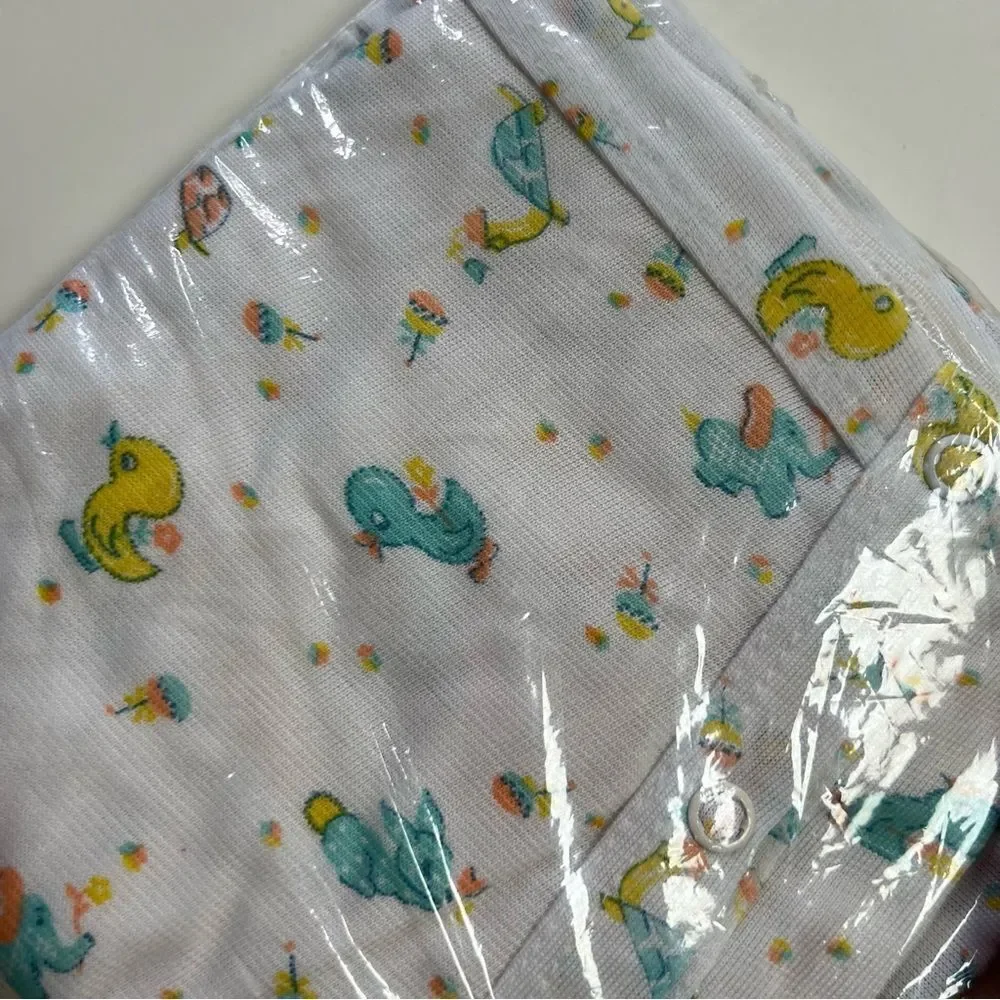Two NWT Vintage 70s / 80s Deadstock Bunny Turtle Ducks Knit Onesie Sleepers